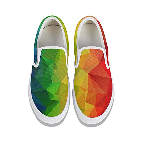 Gay Rainbow Color Blocks Men Walking Slip Ons Sneakers Fashion Shoes Low Top Loafers