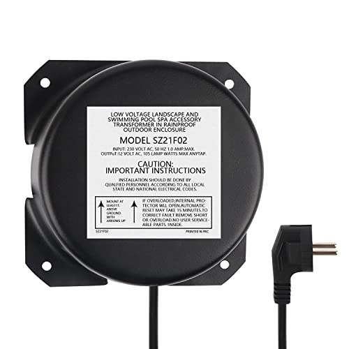 KWODE 105W Poolbeleuchtung Transformator 230V AC auf 12V AC, Niederspannungs Transformator IP67 Ring transformator für Schwimmbad Beleuchtung, Landschafts- und Springbrunnenbeleuchtung