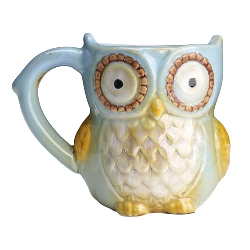 CAIRIAC Owl Coffee Mug with Handle, 3D Funny Cute Animal Unique Shape Novelty Coffee Mugs 12 oz Cera