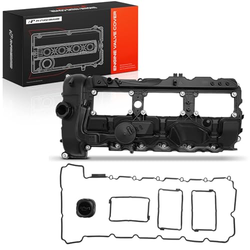 A-Premium N55 Engine Valve Cover Kit with Gasket & Bolt & Oil Cap Compatible with 2011-2019 BMW Model - 328i 335i 435i 530i 535i 640i 740i 740Li (xDrive) X3 X5 X6 3.0L Turbo Replace # 11127570292