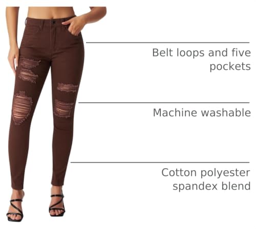 Image of roswear Women's Essentials Ripped Mid Rise Destroyed Skinny Jeans