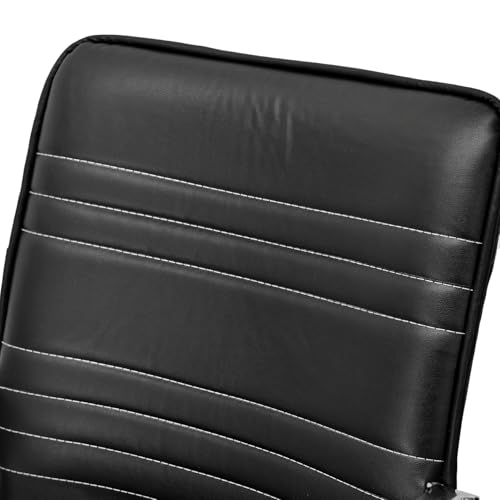 Image of Executive Director Principal Manager Office Visitor Study with arm Rest with Steel Frame and Cushion seat Back, Chair Without Wheels Holds up to 185 kg (1, Black, Heavy)