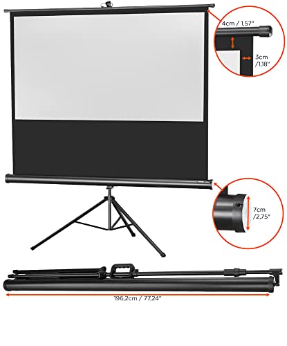 celexon Economy Stativ-Leinwand schwarz 85 | 184x104 cm 16:9 | mobil transportable 4K, Full-HD Beamerleinwand mit manuellem Rollauszug f&uuml;r Heimkino, B&uuml;ro & Outdoor | inkl. Standfu&szlig; + Tragegriff