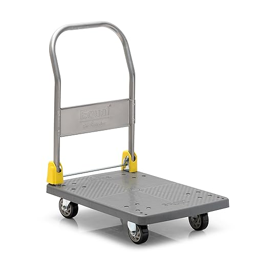 Image of Equal 200kg Portable Foldable Platform Trolley - Heavy-Duty PP Frame - 360 Degree Rotating High-Density PU Wheels - 1-Year Warranty - Home, Warehouse and Industrial Use (72cm x 48cm)