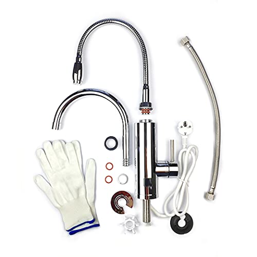 HOGART Elektrische Wasserhahn mit Durchlauferhitzer 230v für Küche, Garten, Bad, Wohnwagen, Camping, 2 Aufsätze, Smart Heater, Armatur mit Sofortiger Warmwasserbereiter, Warmwasserhahn, Wasserboiler