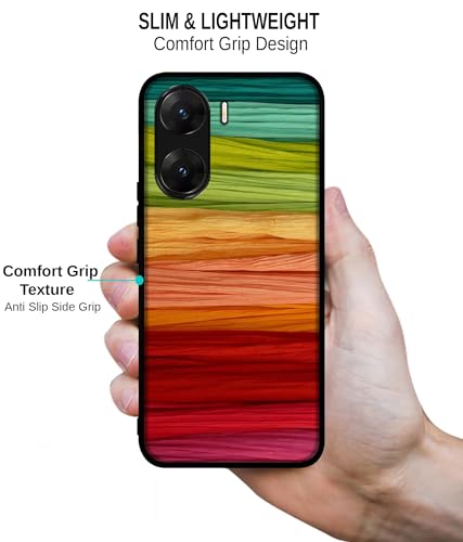 Image of Colorful Thread Design Premium 2D Printed Metal Back Case Cover for Vivo V29E 5G