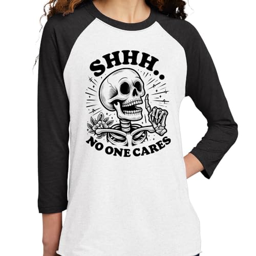 Shhh No One Cares Three-Quarter Raglan Sleeve Baseball Shirt Unisex miniatura 2