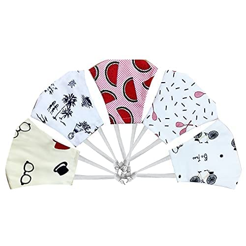 NANOFIBER Cotton Reusable, Washable & Breathable Face Mask with Adjustable earloops and Removable N95 Filter for Boys Girls Children (set of 5)