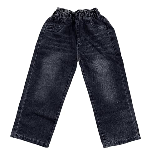 Boys Fleece Lined Jeans Kids Winter Thicken Thermal Warm Straight Leg Jeans Elastic Waist Denim Pants 4-12 Years4