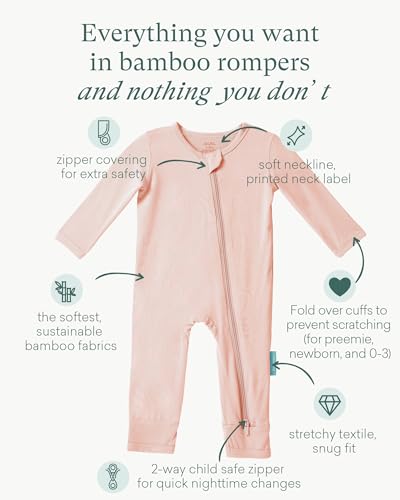 Baby Long Sleeve Romper Jumpsuit, Premium Soft Rayon One Piece Pajamas Boy Girl 2-Way Zipper Coverall Sleeper2