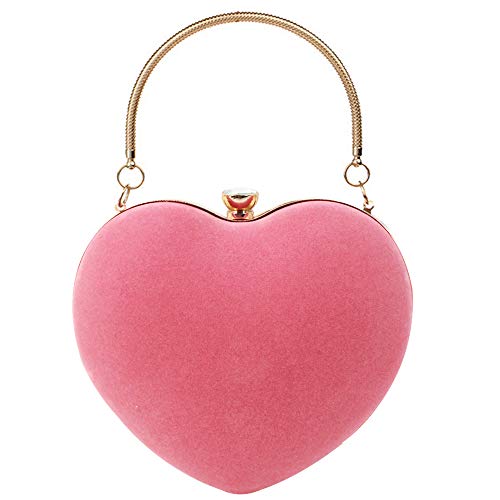 Goclothod Lovely Heart Shape Clutch Bag Chain Messenger Shoulder Bag Party Evening Handbag Purse Pink -  Sherry US, hyh106-03SH