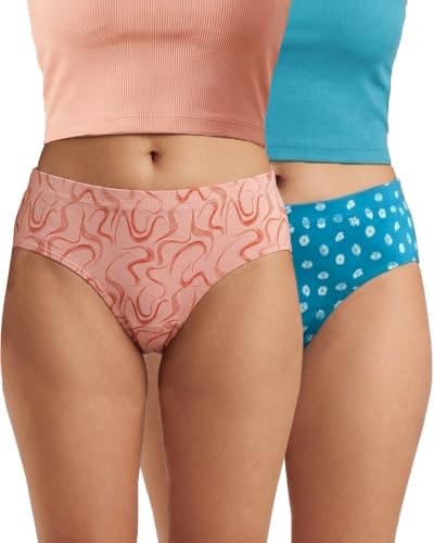Image of URBAN ADVENTURE Women's Cotton Printed High Waist Full Coverage Briefs | Soft & Stretchable Everyday Hipster Panties | Breathable Comfort Fit | Pack of 3