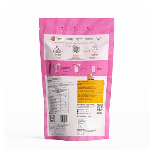 Image of Sweet Karam Coffee Instant Rose Milk Powder - 250g | No White Sugar, Articifial Colors or Preservatives | Made with Cane Jaggery & Real Rose Petals | Traditional Indian Thandai Drink Mix