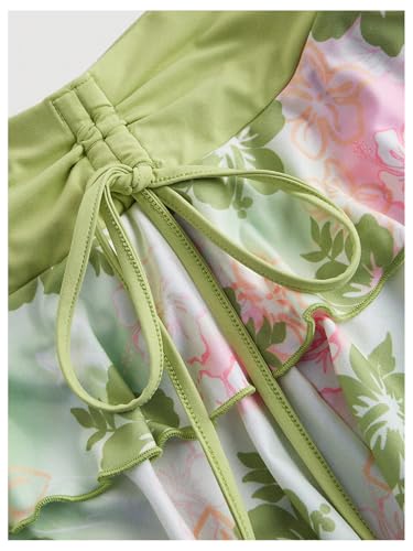 Verdusa Women's Floral Print Layered Ruffle Mini Skirts Tied Side Boho Flowy Short Skirt4