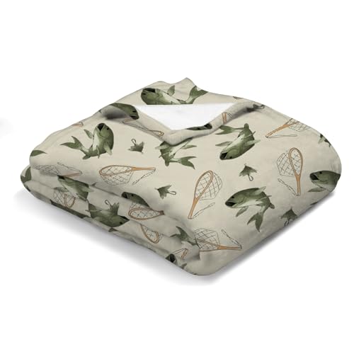 Image of Vintage Bass Fishing Baby Blanket for Boy Girl Lake Fish Swaddle Blanket Soft Flannel Neutral Fishing Nursery Toddler Newborn Crib Bed Blanket Fishing Lovers Gift Receiving Blanket Playmat 50x60