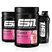Produktbild ESN Designer Whey Proteinpulver + Gratis Shaker, Strawberry Cream, 2 x 908 g, bis zu 23 g Protein pro Portion, ideal zum Muskelaufbau und -erhalt, geprüfte Qualität - made in Germany