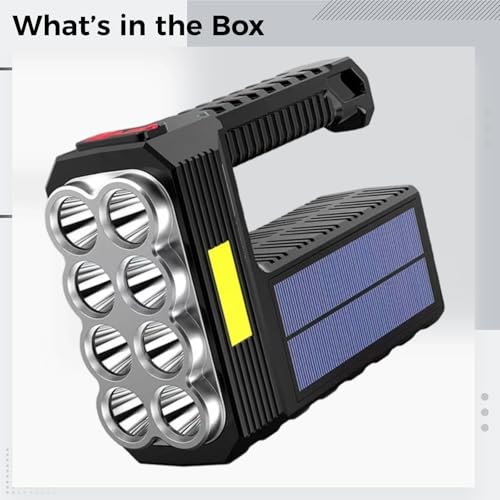 Linterna solar recargable impermeable con 8 LED y luz COB para camping y hogar 3