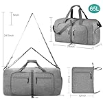 Dimayar 65L Travel Duffle Bag for Men Women - Foldable Duffel Bag with Shoes Compartment - Overnight Bags Waterproof & Tear Resistant(Gray) - Image 3
