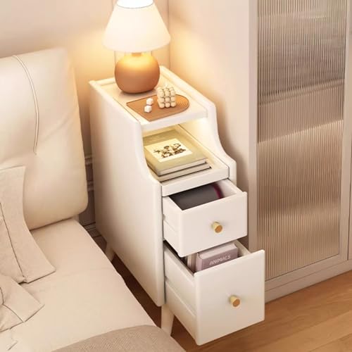 Table de chevet en bois à double tiroir et pieds coniques pour chambre à coucher