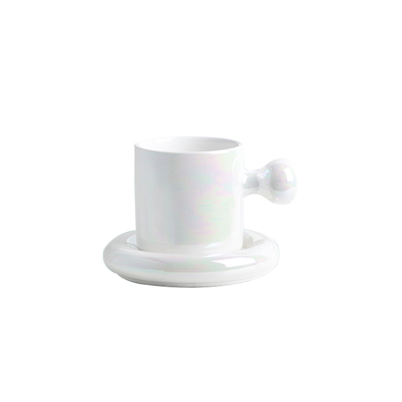 Le tazze e i piattini in ceramica da 300 ml sono semplici, freschi e squisiti, color perla