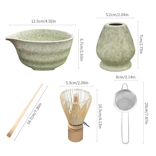 Original Japanese Matcha Tea Set with Whisk, Bowl, Scoop & Sifter – Ideal Matcha Kit for Ceremonial Green Tea – Premium Bamboo Whisk & Ceramic Bowl – Matcha Gift Set for Beginners & Tea Lovers - Image 2