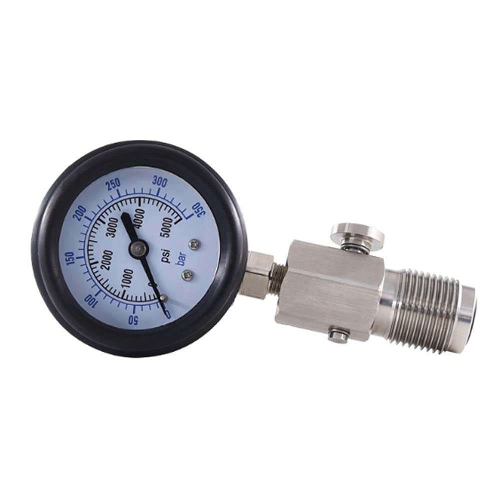 FUNFOB Controllo della Pressione del Serbatoio 'Aria DIN per Immersioni Subacquee con Manometro 350Bar, Manometro per Immersioni con Manico