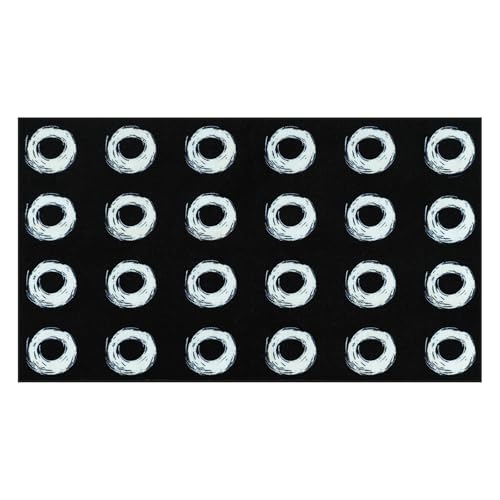 STARUIA Large Carpet Classroom Rug Educational Area Rug for Kids Room, 7.5x13 Abstract Black Rugs with White Handpainted Circles, Stain-Resistant High-Traffic Kids Rugs for Playroom Elementary