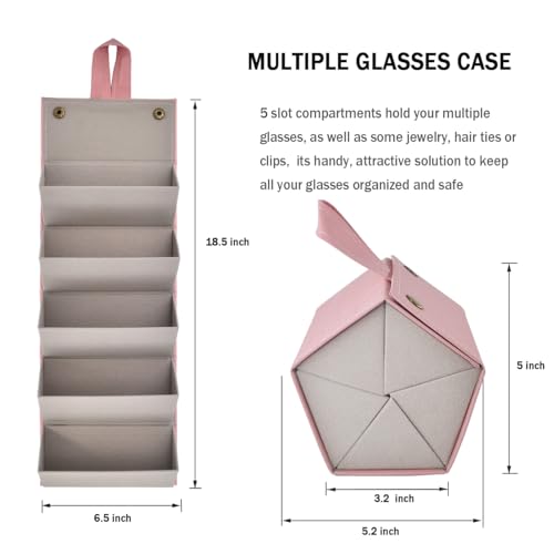 Image of Kenpal Sunglasses Storage Organizer Holder Foldable Travel Case with 5 Slot Compartments for Multiple Glasses