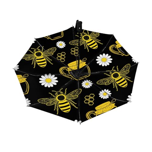 Parapluie de voyage mignon abeilles et marguerites petit modèle