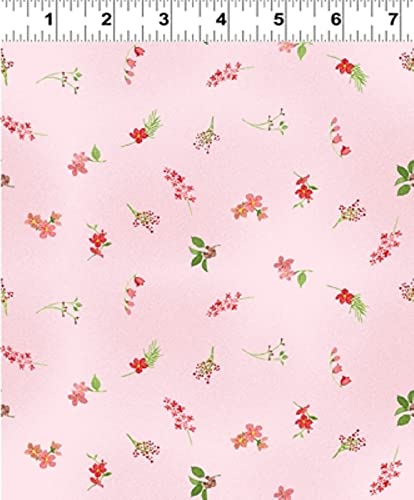 Clothworks Flower Shop Y3303 42 Pink Ditsy Floral