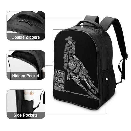 Horserace Barrel Racing Art Double Compartment Large Capacity Backpack Unisex4