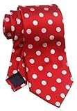 Men's Hot Red Silk Ties White Polka Dot Cravat Woven Designer Neckties for Wedding Dress Uniforms
