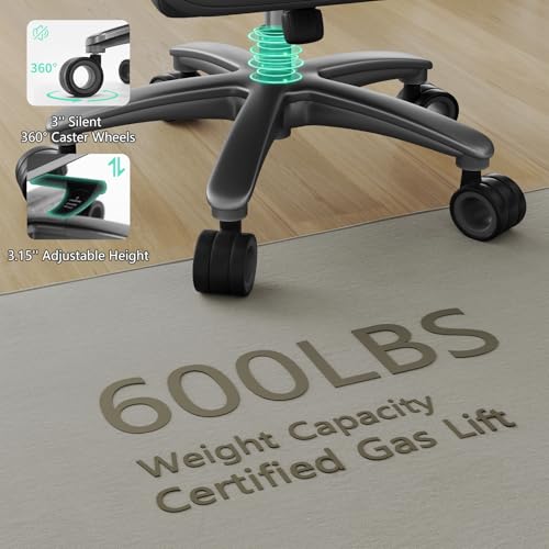 Image of Big and Tall Office Chair with 5D Arms, 600lbs Heavy Duty Desk Chair with Adjustable Lumbar Support, PU Leather High Back Ergonomic Executive Computer Chair with 3'' Silent Casters