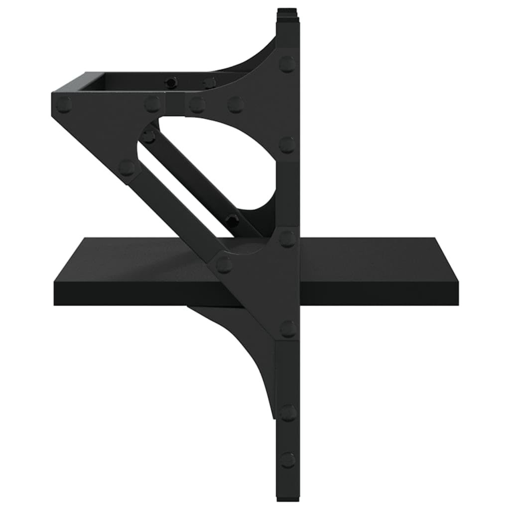 Scaffalature, mensole da parete e sporgenze, mensole da parete con barre, 2 pezzi, nero, 30 x 25 x 30 cm