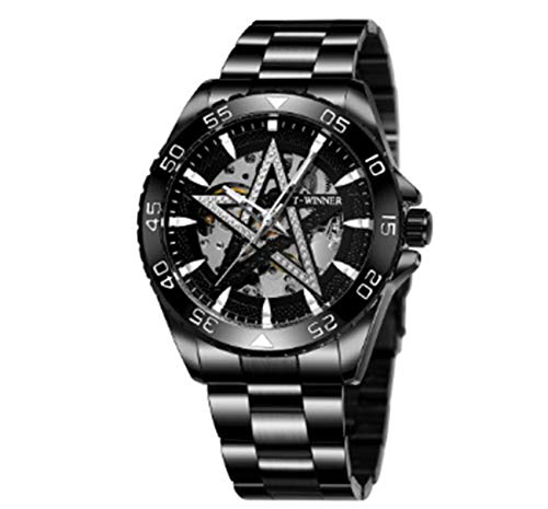 Preisvergleich Produktbild QXue Herren Automatikuhr Männer Mechanische Automatik Edelstahl Skelett Armbanduhr Edelstahlband,Colorg