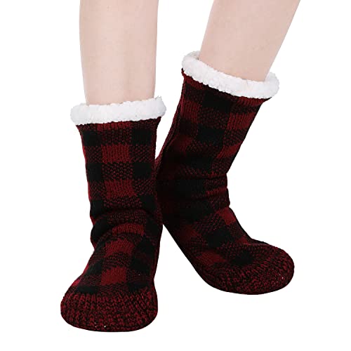 Image of Chassic Sherpa Lined Slipper Socks for Women, Non-Slip Cozy Winter House Socks, Soft Fuzzy Socks, Gifts for Women & Ladies Stocking Stuffers