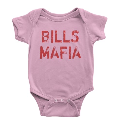 One-Piece Distressed Bills Mafia Red Print Newborn Light Pink Romper