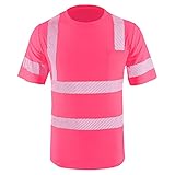 LOVPOSNTY Hi Vis Safety T Shirt with Pocket for Men Work ANSI Class 2 Reflective Short Sleeve...
