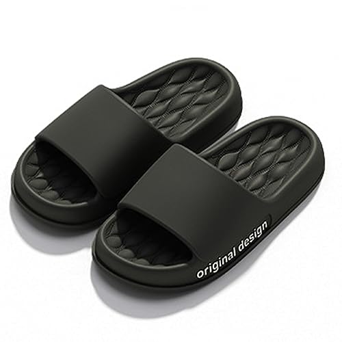 Slippers For Women And Men， Non-Slip Quick Drying Open Toe Super Soft Comfy Thick Sole Home House Cloud Cushion Slide Sandals For Indoor & Outdoor Platform Shoes ( Color : Black , Size : 42-43 EU )