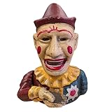 Clown Cast Iron Mechanical Coin Bank with Painted Antique Finish (7" High)