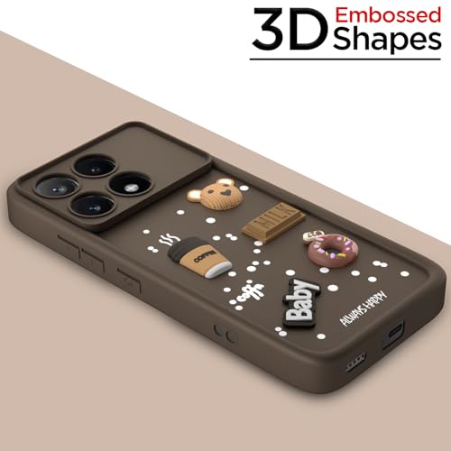 Image of Pikkme Back Cover for Poco X6 Pro 5G | 3D Cartoon Silicone Case Cute & Fun Full Protective Bumper Cover (Brown)
