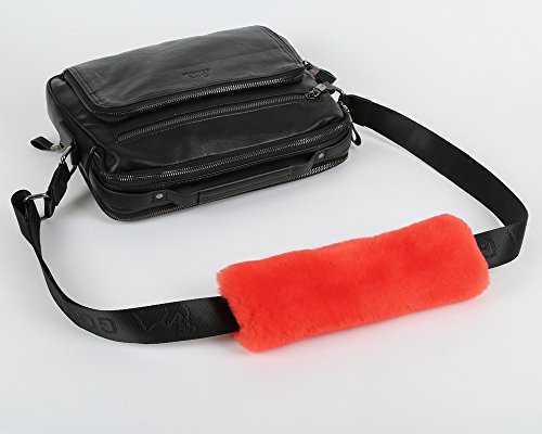 Dotesy Auto Genuine Sheepskin Seat Belt Cover,Universal Fuzzy Pure Wool Car Seatbelt Cover Shoulder Pads For Adults Kids Children,Safety Belt Strap Chest Protector Neck Cushion (Orange Red) #TOP4