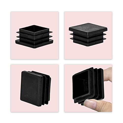 Image of Flyshop 35 x 35 mm, 1.38 inch x 1.38 inch Black Plastic Hole Plugs Square Tubing End Caps Tube Inserts Durable Furniture Glide for Chair Table Stool Leg 8 Pack