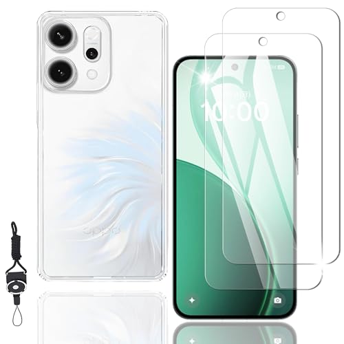 Nutmeg OPPO Reno14 5G ガラスフィルム(2枚)+ OPPO Reno14 5G ケース クリア(1枚)【旭硝子素材採用 ストラップホール付き】OPPO Reno14 フィルム 保護フィルム カバー 携帯ケース スマホケース 硬度9H 高
