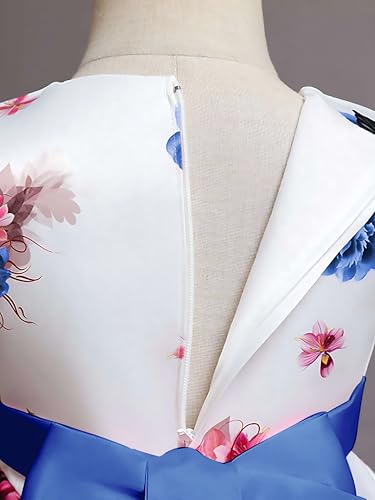 Image of Buy & Try Girl's Satin Floral Printed Frock Knee Length Short Frocks Dress.