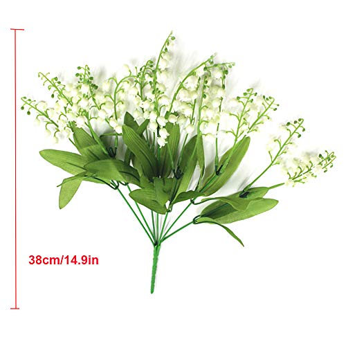 2Pack Artificial Bellflower Flower 7Forks Fake Lily Fower Faux Plants Silk Spring Peach Flowers Bouquets For Home Wedding Decoration Photography Props (Green) #TOP6