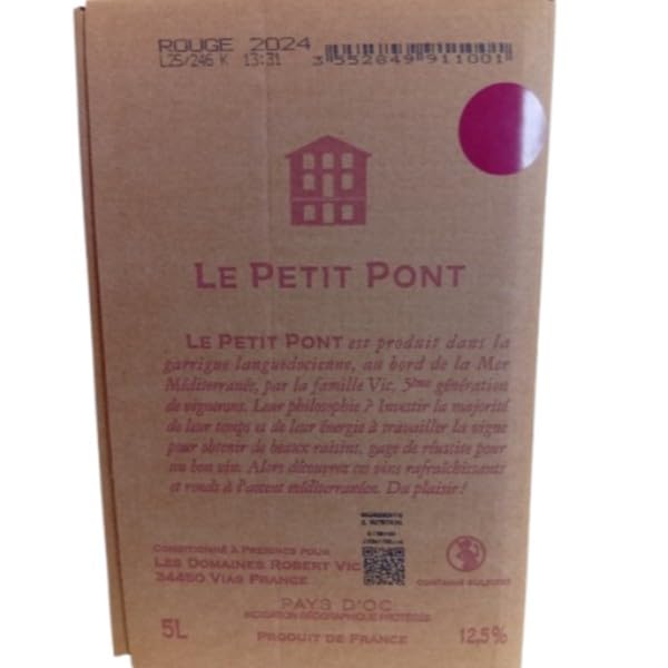 Pays d'oc Reserve Rot 12,5%, "le petit pont“, 5 Liters.