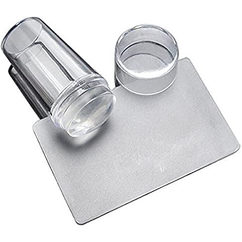 Aoseahess Clear Jelly Soft Silicone Nail Art Stamping Stamper with Cap Scraper Image Plate Manicure Tools DIY Polish Kit (1PCS Nail art set) Cover