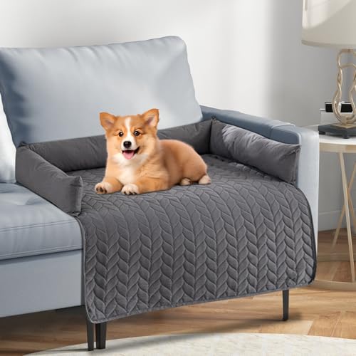 Letto per Cani 75 x 75 cm Impermeabile e Antiscivolo - Coperta con Bordo, Lavabile in Lavatrice o a Mano, Colore Grigio Scuro - Cuccia per Divano