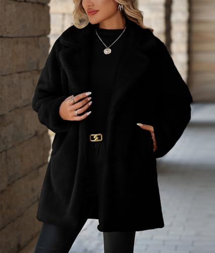 Women's Faux Fur Long Coat Button Down Lapel Fleece Sherpa Jacket2